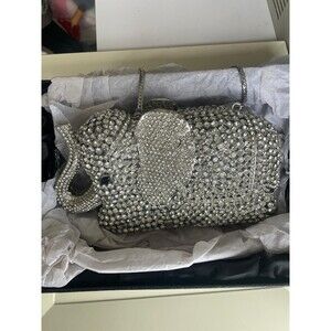 White Chocolate Crystal Evening Bag Elephant Shape Clutch Purse Women Wedding